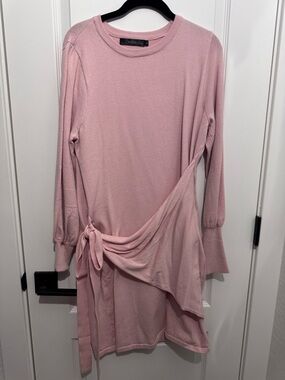 Blush Pink Long Sleeve Tie-Waist Dress